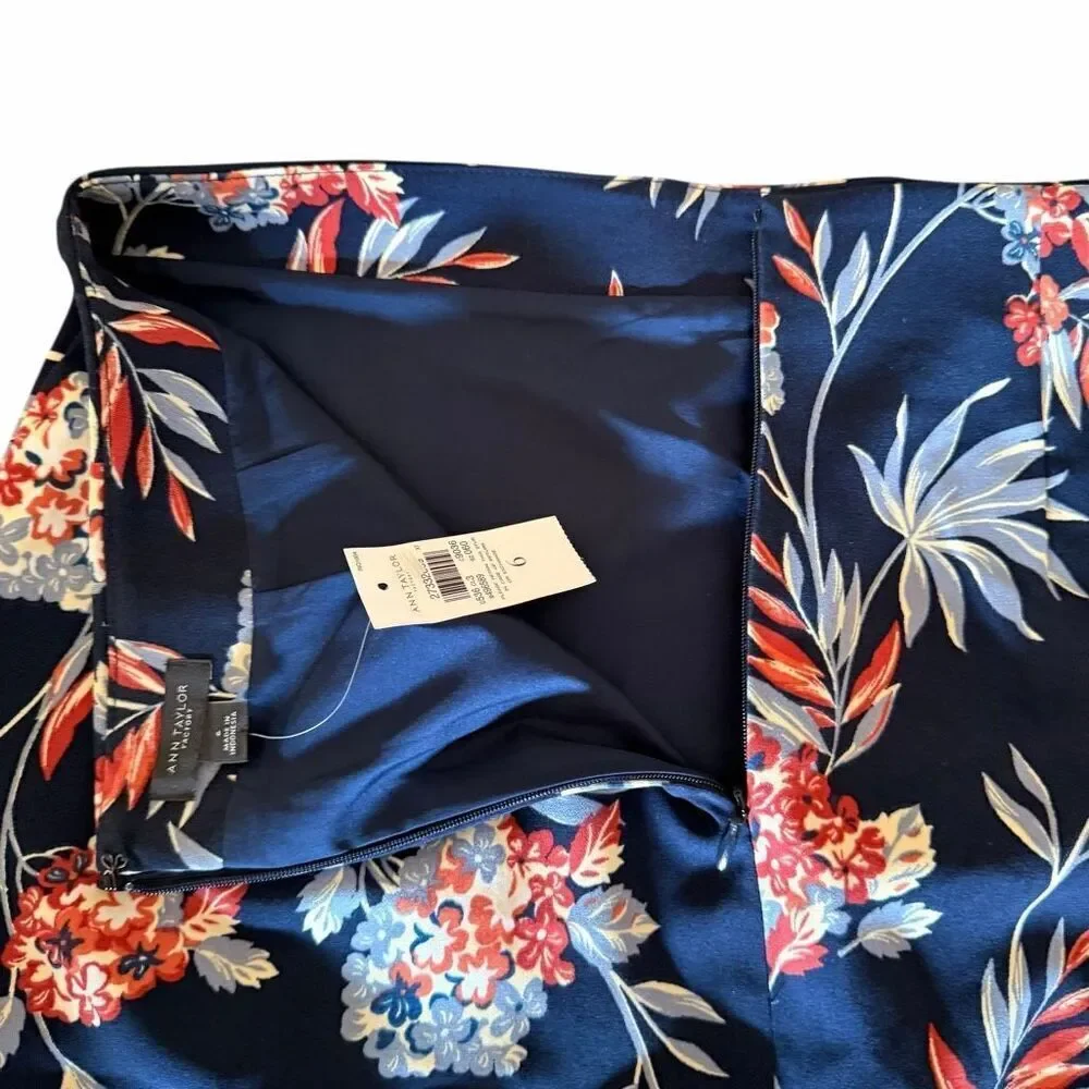 Ann Taylor Factory Floral Lined Pencil Career Skirt SZ 6